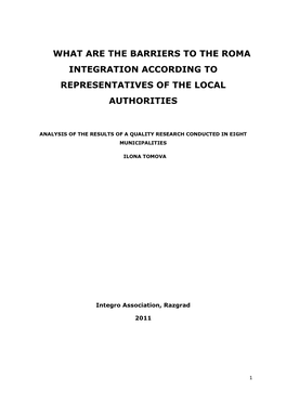 What Are the Barriers to the Roma Integration According to Representatives of the Local Authorities