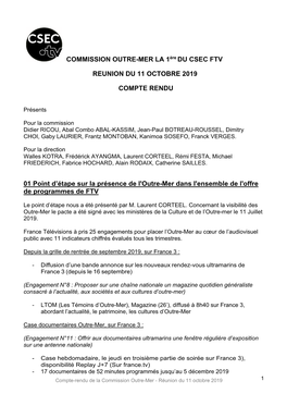 COMMISSION OUTRE-MER LA 1Ère DU CSEC FTV REUNION DU 11