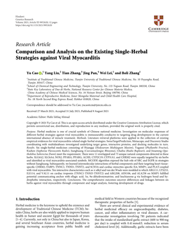 Comparison and Analysis on the Existing Single-Herbal Strategies Against Viral Myocarditis