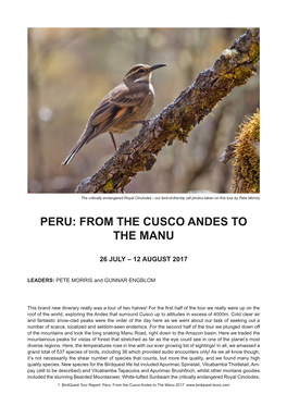 Peru: from the Cusco Andes to the Manu