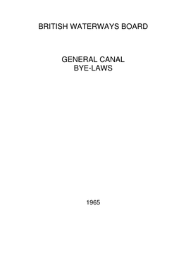 British Waterways Board General Canal Bye-Laws