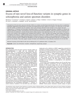 Excess of Rare Novel Loss-Of-Function Variants in Synaptic Genes in Schizophrenia and Autism Spectrum Disorders