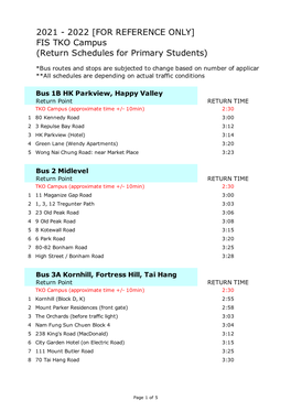 TKO Bus Routes 2021-22 (Tentative)