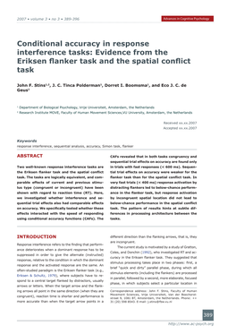 Evidence from the Eriksen Flanker Task and the Spatial Conflict Task