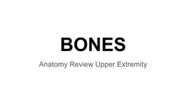 Anatomy Review Upper Extremity WARNING: the Content in This Slideshow Contains Some Sports Footage That May Be Gross