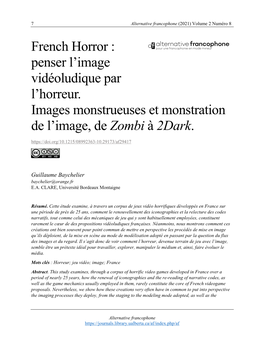 French Horror : Penser L'image Vidéoludique Par L'horreur. Images