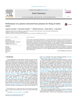 Performance of a Protein Extracted from Potatoes for Fining of White Musts