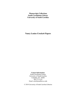 Nancy Louise Crockett Papers