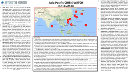 Asia Pasific Crisis Watch 20180319