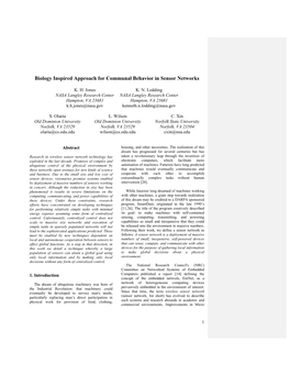 Biology Inspired Approach for Communal Behavior in Sensor Networks