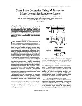 Short Pulse Generation Using Multisegment Mode-Locked