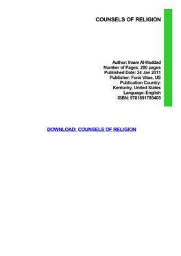 Counsels of Religion