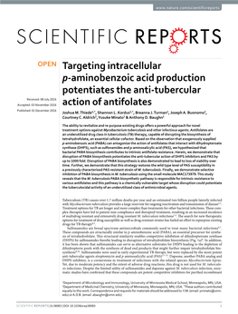 Targeting Intracellular P-Aminobenzoic Acid Production