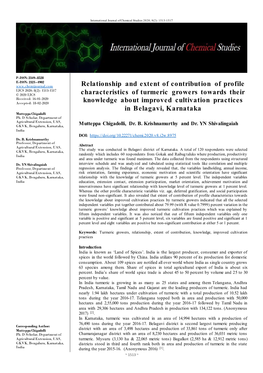 Relationship and Extent of Contribution of Profile Characteristics of Turmeric Growers Towards Their Knowledge About Improved Cu