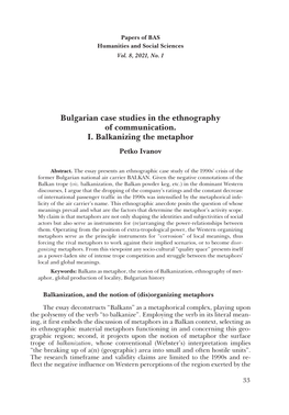 Bulgarian Case Studies in the Ethnography of Communication. I