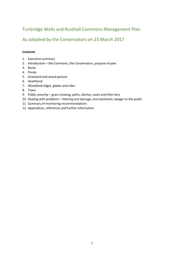 Tunbridge Wells and Rusthall Commons Management Plan As