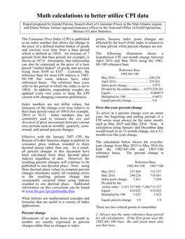 Math Calculations to Better Utilize CPI Data