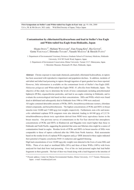 Contamination by Chlorinated Hydrocarbons and Lead in Steller's