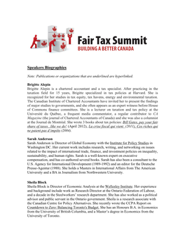 Fair Tax Summit BUILDING a BETTER CANADA