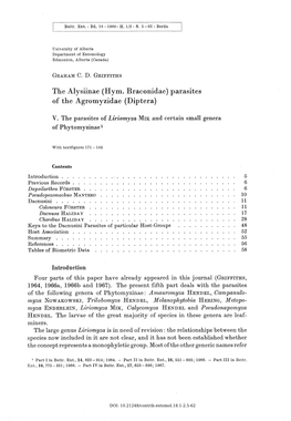 Parasites of the Agromyzidae (Diptera)