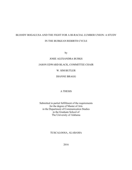 Bloody Bogalusa and the Fight for a Bi-Racial Lumber Union: a Study