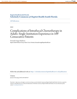 Complications of Intrathecal Chemotherapy in Adults