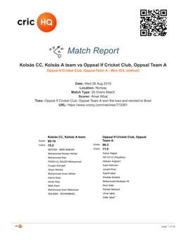 Match Report