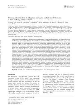 Presence and Metabolism of Endogenous Androgenic–Anabolic Steroid Hormones in Meat-Producing Animals: a Review J