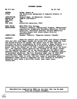 Document Resume Ed 273 563 Author Title Institution