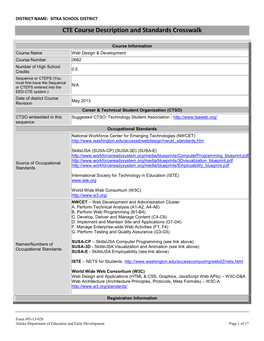 CTE Course Description and Standards Crosswalk