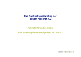 Das Nachhaltigkeitsrating Der Oekom Research AG