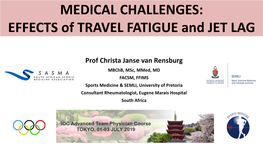 MEDICAL CHALLENGES: EFFECTS of TRAVEL FATIGUE and JET LAG