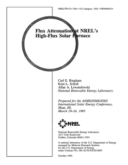 Flux Attenuation at Nrel's High-Flux Solar Furnace