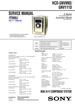 Hcd-Gnv99d/ Gnv111d