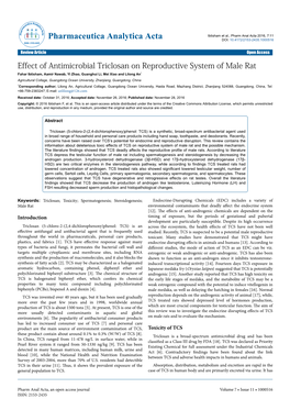 Effect of Antimicrobial Triclosan on Reproductive System of Male