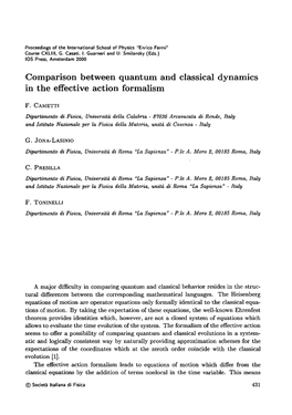 Comparison Between Quantum and Classical Dynamics in the Effective Action Formalism