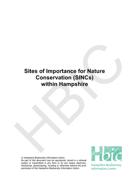 Sites of Importance for Nature Conservation Sincs Hampshire.Pdf