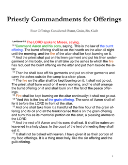 Priestly Commandments for Offerings