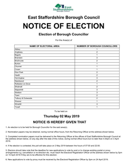 Notice of Election