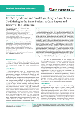 POEMS Syndrome and Small Lymphocytic Lymphoma Co-Existing in the Same Patient: a Case Report and Review of the Literature