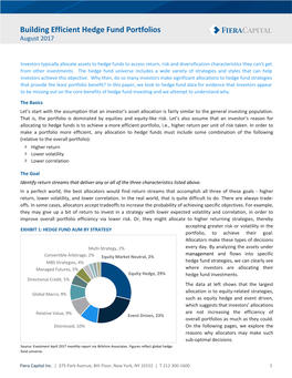 Building Efficient Hedge Fund Portfolios August 2017