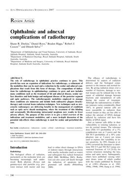 Ophthalmic and Adnexal Complications of Radiotherapy