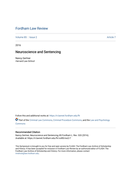 Neuroscience and Sentencing