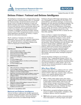 Defense Primer: National and Defense Intelligence