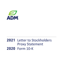 2021 Letter to Stockholders Proxy Statement 2020 Form 10-K