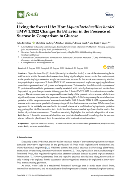 How Liquorilactobacillus Hordei TMW 1.1822 Changes Its Behavior in the Presence of Sucrose in Comparison to Glucose