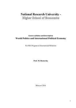 World Politics and International Political Economy