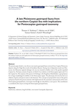 A Late Pleistocene Gastropod Fauna from the Northern Caspian Sea with Implications for Pontocaspian Gastropod Taxonomy
