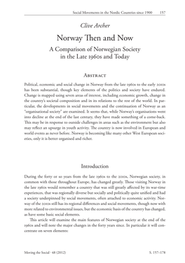 Norway Then and Now Late 1960S and Today a Comparison of Norwegian Society in the Late 1960S and Today