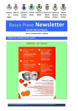 Basso Piave Newsletter Eventi Del Territorio